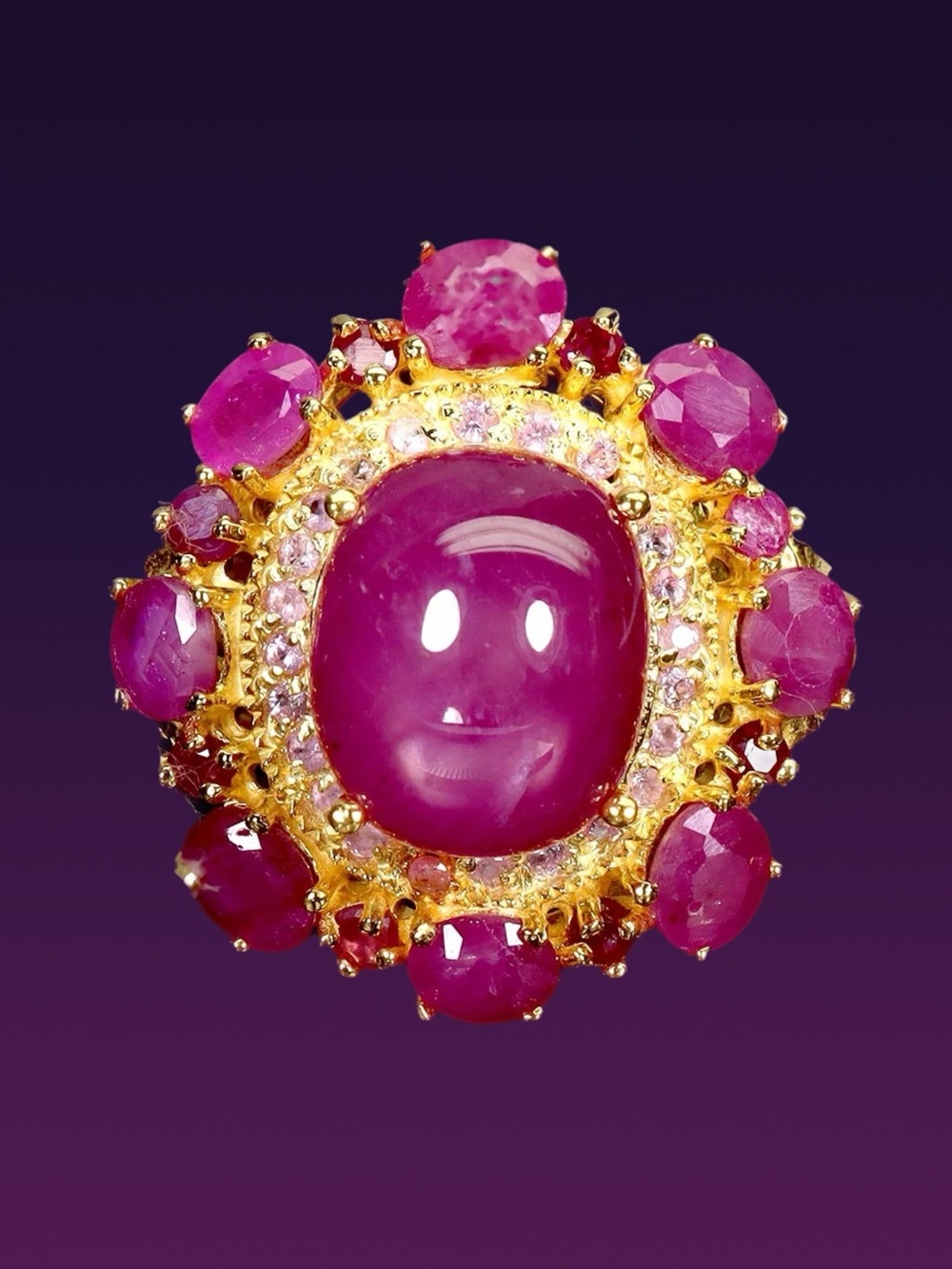 Rare Genuine 9mm by 11 mm Natural Ruby Cabochon Ring with Flash
See video
